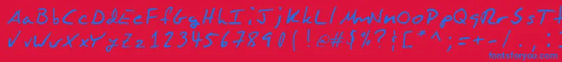 BlakemanhandRegular Font – Blue Fonts on Red Background