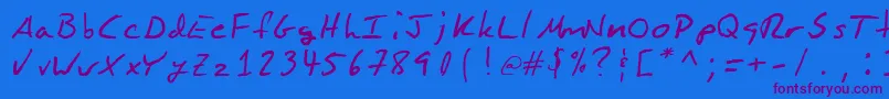 BlakemanhandRegular Font – Purple Fonts on Blue Background