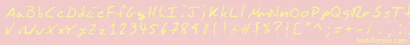 BlakemanhandRegular-Schriftart – Gelbe Schriften auf rosa Hintergrund