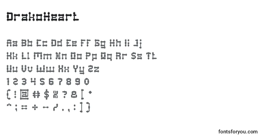 Czcionka DrakoHeart – alfabet, cyfry, specjalne znaki