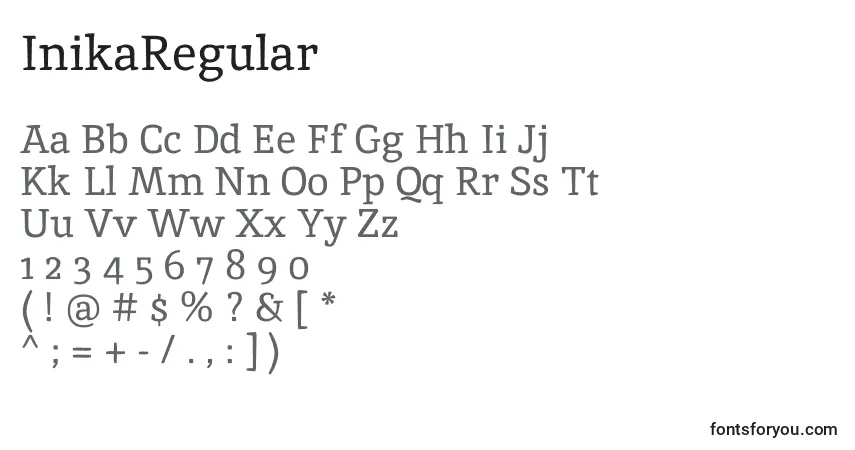 A fonte InikaRegular – alfabeto, números, caracteres especiais