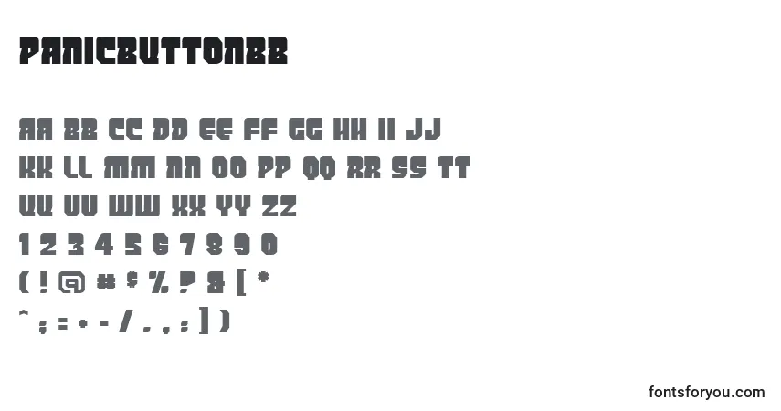 A fonte PanicbuttonBb (25563) – alfabeto, números, caracteres especiais