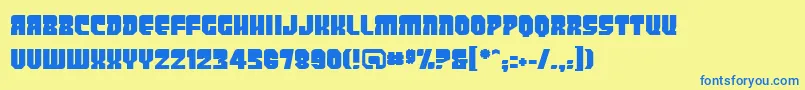 フォントPanicbuttonBb – 青い文字が黄色の背景にあります。