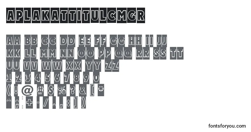 A fonte APlakattitulcmgr – alfabeto, números, caracteres especiais