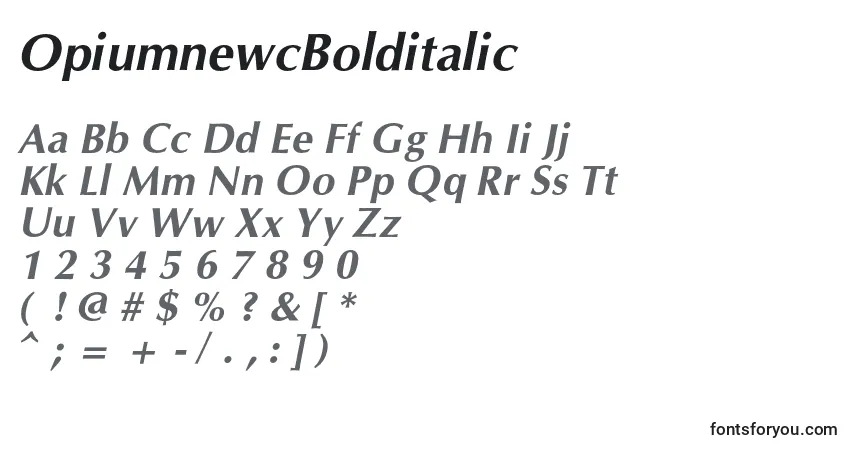 Czcionka OpiumnewcBolditalic – alfabet, cyfry, specjalne znaki
