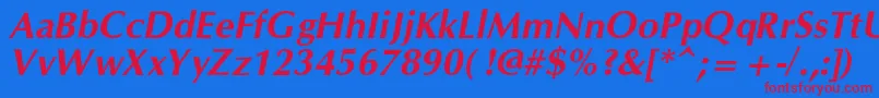 OpiumnewcBolditalic Font – Red Fonts on Blue Background