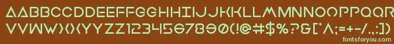 フォントEarthorbiterbold – 緑色の文字が茶色の背景にあります。