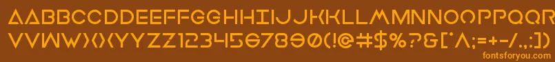 フォントEarthorbiterbold – オレンジ色の文字が茶色の背景にあります。