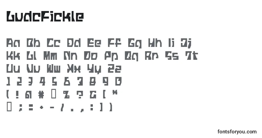 Czcionka LvdcFickle – alfabet, cyfry, specjalne znaki