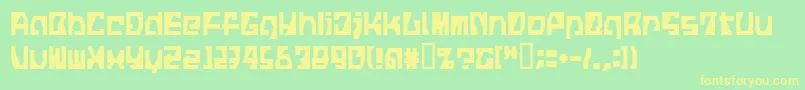 フォントLvdcFickle – 黄色の文字が緑の背景にあります