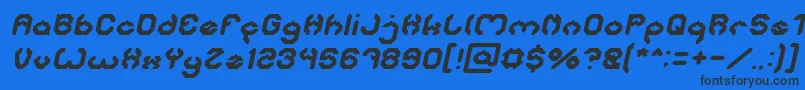 Fonte BizzareItalic – fontes pretas em um fundo azul