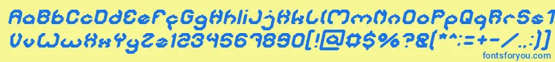 BizzareItalic-fontti – siniset fontit keltaisella taustalla