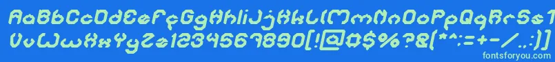 BizzareItalic-fontti – vihreät fontit sinisellä taustalla