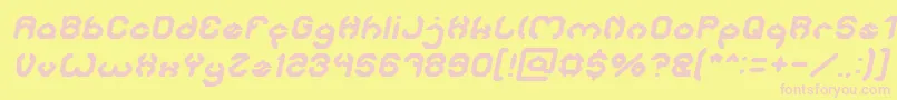 Fonte BizzareItalic – fontes rosa em um fundo amarelo