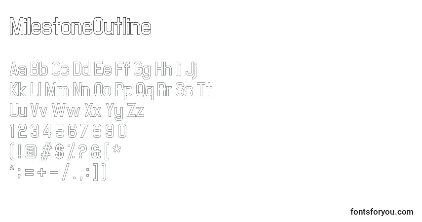Czcionka MilestoneOutline – alfabet, cyfry, specjalne znaki