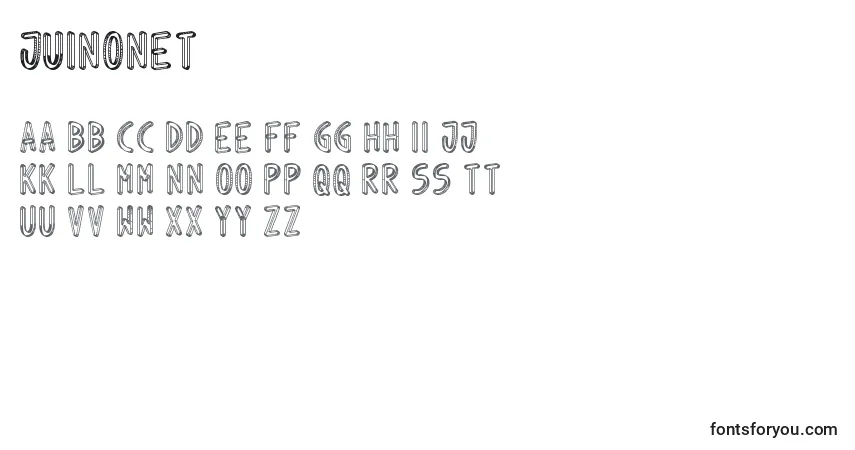 Czcionka JuinoNet – alfabet, cyfry, specjalne znaki