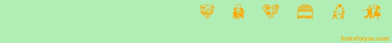 Fonte CordelValentine – fontes laranjas em um fundo verde