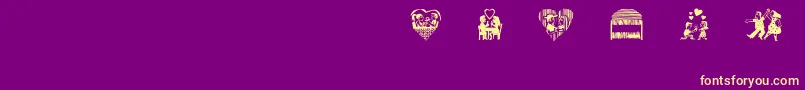 CordelValentine Font – Yellow Fonts on Purple Background