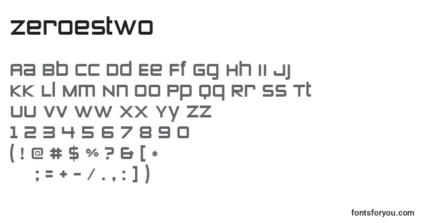 A fonte Zeroestwo – alfabeto, números, caracteres especiais