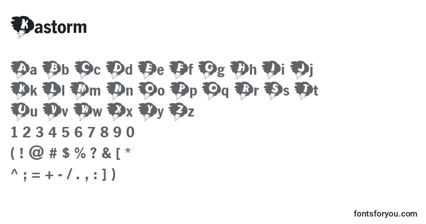 Kastorm-fontti – aakkoset, numerot, erikoismerkit