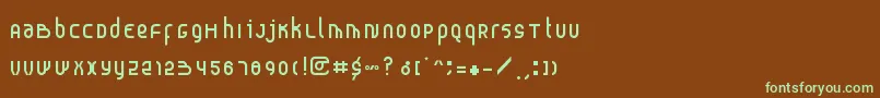 フォントProbolinggo – 緑色の文字が茶色の背景にあります。