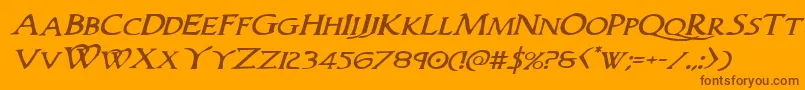 Woodgodexpandital Font – Brown Fonts on Orange Background