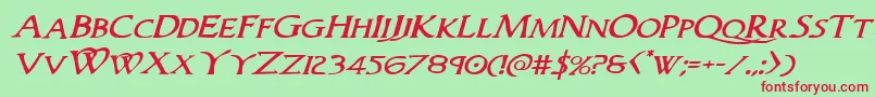 Woodgodexpandital Font – Red Fonts on Green Background