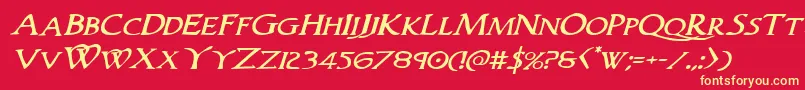 Woodgodexpandital Font – Yellow Fonts on Red Background