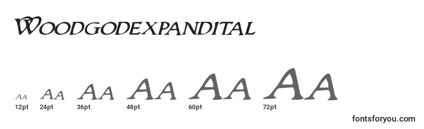 Размеры шрифта Woodgodexpandital