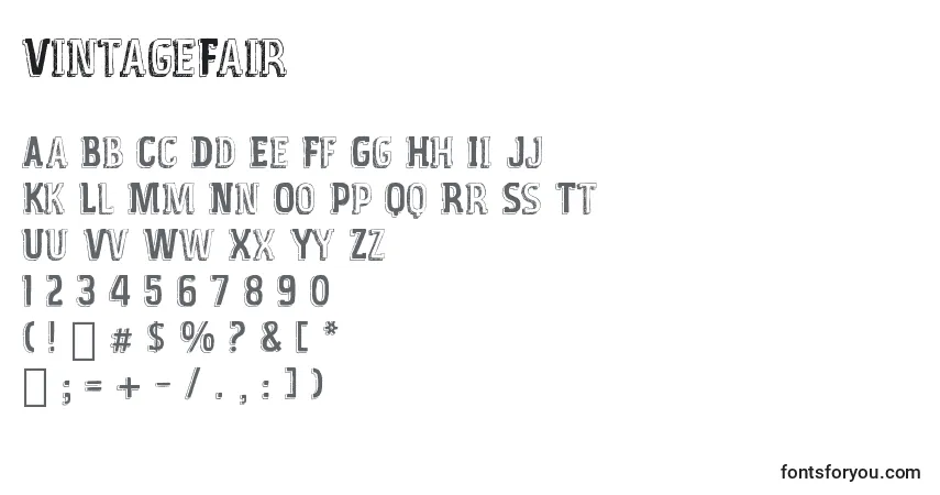 A fonte VintageFair – alfabeto, números, caracteres especiais