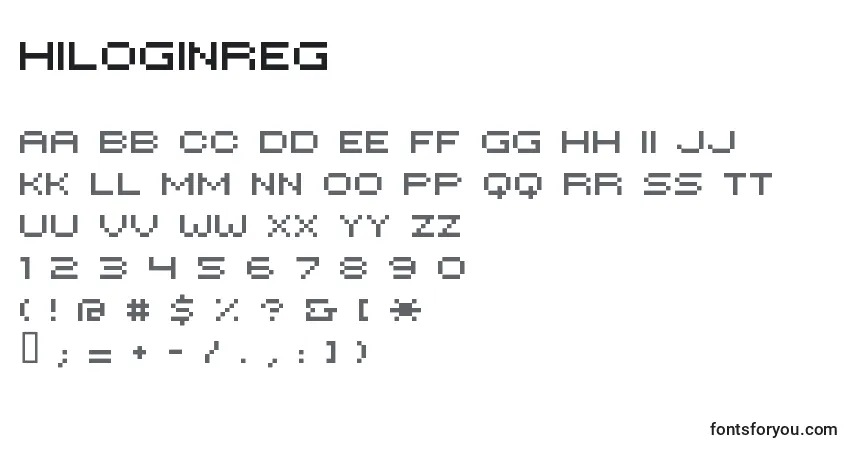 Czcionka Hiloginreg – alfabet, cyfry, specjalne znaki