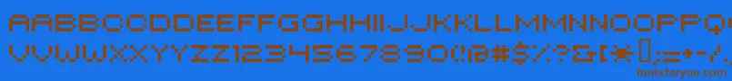 フォントHiloginreg – 茶色の文字が青い背景にあります。