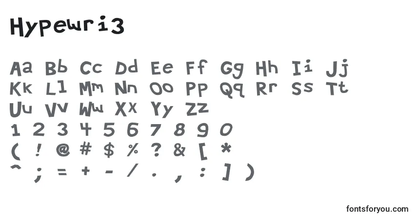 Schriftart Hypewri3 – Alphabet, Zahlen, spezielle Symbole