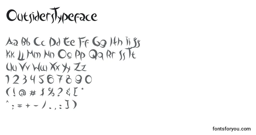Schriftart OutsidersTypeface (25586) – Alphabet, Zahlen, spezielle Symbole