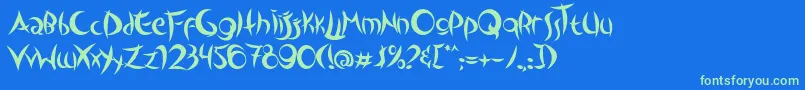 OutsidersTypeface Font – Green Fonts on Blue Background