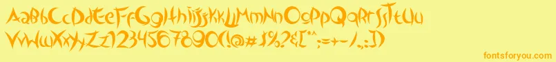 フォントOutsidersTypeface – オレンジの文字が黄色の背景にあります。