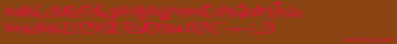 OutsidersTypeface-Schriftart – Rote Schriften auf braunem Hintergrund