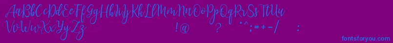 Czcionka LanaraScriptDemo – niebieskie czcionki na fioletowym tle