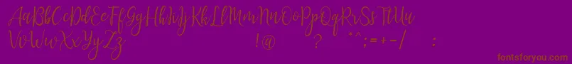 LanaraScriptDemo-Schriftart – Braune Schriften auf violettem Hintergrund