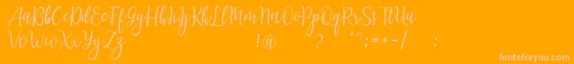 LanaraScriptDemo-Schriftart – Rosa Schriften auf orangefarbenem Hintergrund