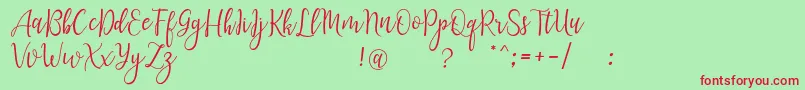 LanaraScriptDemo Font – Red Fonts on Green Background