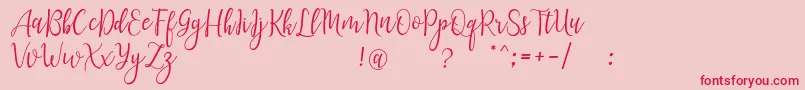 LanaraScriptDemo-Schriftart – Rote Schriften auf rosa Hintergrund