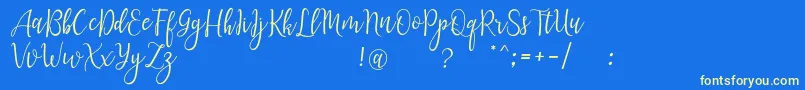 Шрифт LanaraScriptDemo – жёлтые шрифты на синем фоне