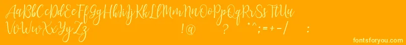 Czcionka LanaraScriptDemo – żółte czcionki na pomarańczowym tle
