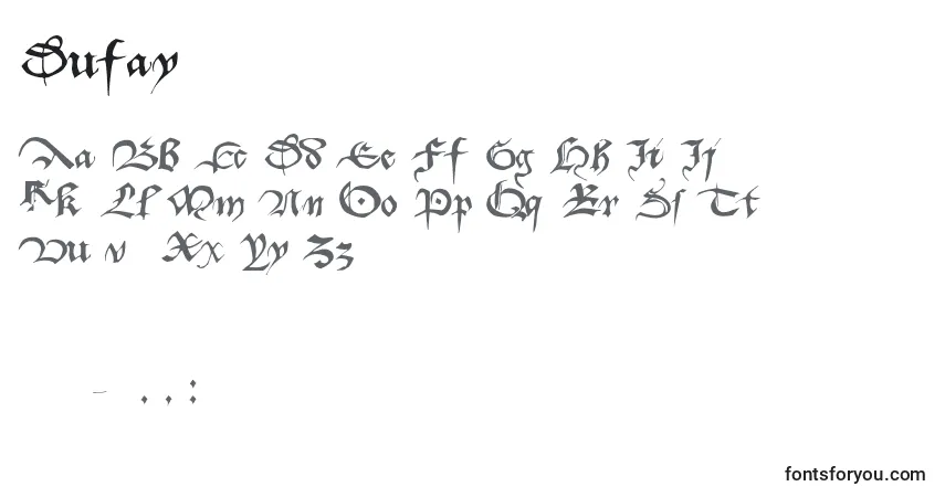 Schriftart Dufay – Alphabet, Zahlen, spezielle Symbole