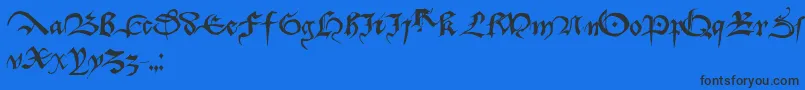 Dufay-Schriftart – Schwarze Schriften auf blauem Hintergrund