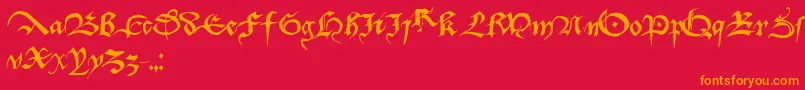 フォントDufay – 赤い背景にオレンジの文字