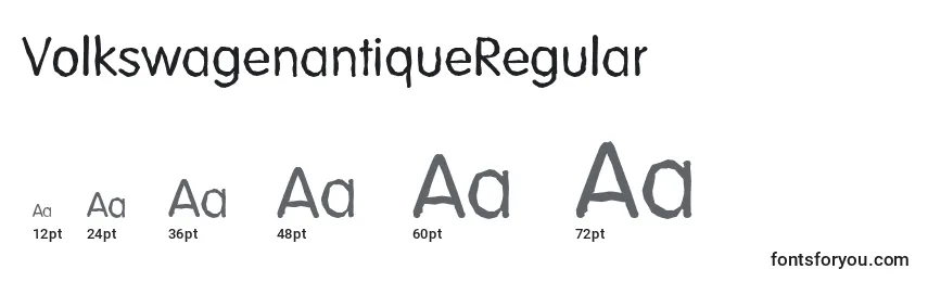 Размеры шрифта VolkswagenantiqueRegular