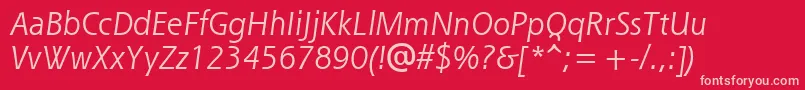 Fonte ShannonAttItalic – fontes rosa em um fundo vermelho