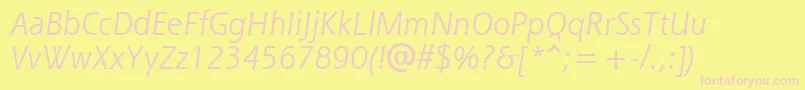 ShannonAttItalic-fontti – vaaleanpunaiset fontit keltaisella taustalla